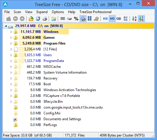 download file tree size