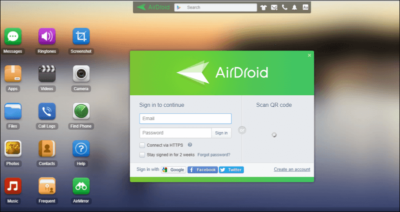 airdroid desktop view files on phoen