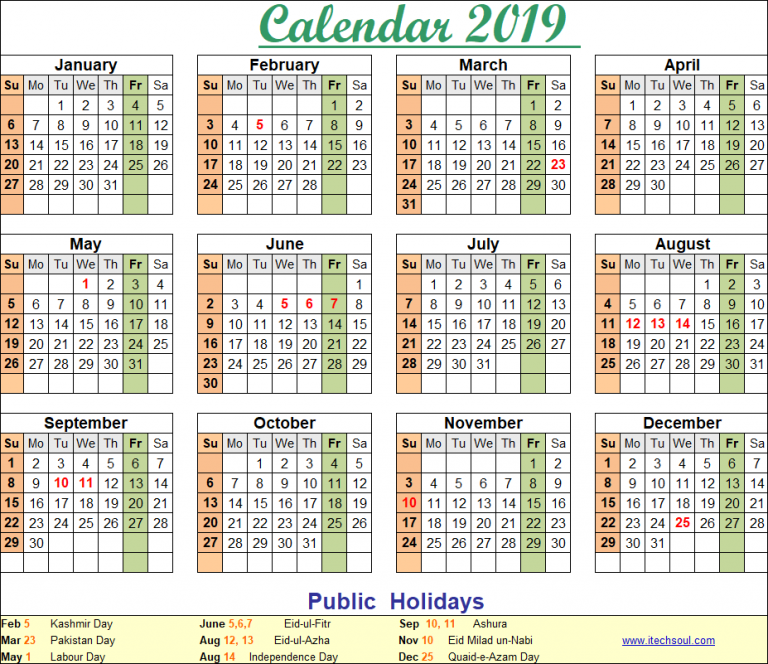 National and Public Holidays of Pakistan in 2019