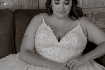 bride sitting on a couch