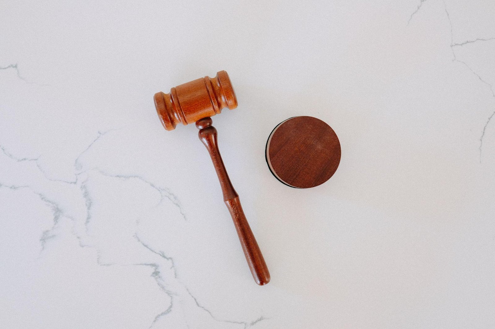 A wooden gavel and a round object

Description automatically generated