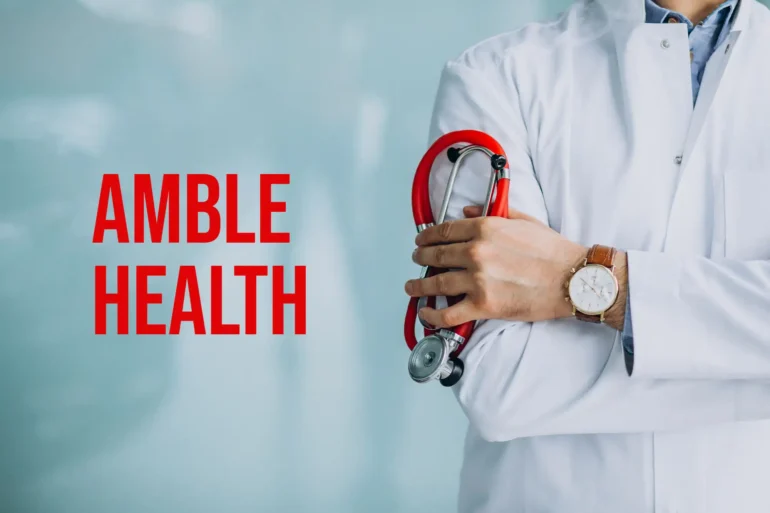 Man in white coat holding stethoscope, wearing watch.