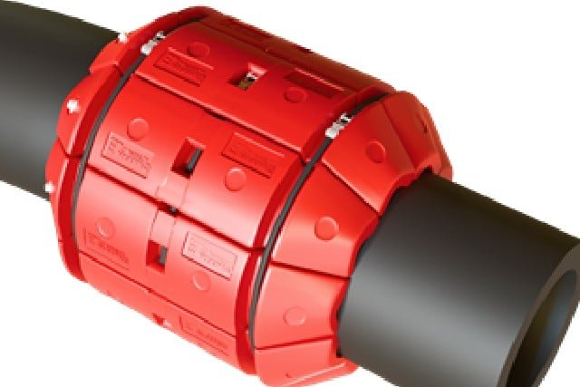 Detailed view of a red and black pipe float, highlighting its bold colors and design.