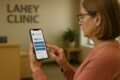 Lahey Clinic MyChart app interface showing patient health information and appointment scheduling features.