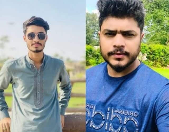 Abdullah Jutt and Huraira Sandhu, depicted with two men in blue shirts and one in black, showcasing their competitive spirit.