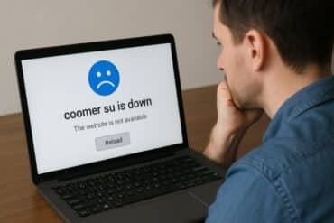 A man looks at his computer screen with a sorrowful face, indicating a moment of sadness or concern.