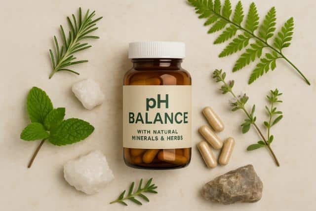 PH Balance Pills containing magnesium, calcium, and spirulina for health