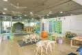 Bright, spacious classroom with colorful furniture, play areas, and educational displays, designed for early childhood learning.
