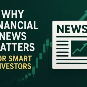 Graphic highlighting the importance of financial news for informed investing, featuring upward trending stock prices and a newspaper icon.