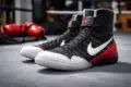 Boxing Footwear Nike shoes on gym floor showing traction pattern and ankle support