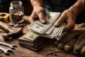 Dirty Hands Clean Money concept showing hardworking hands, tools, and a clean wallet representing honest income and long-term financial stability
