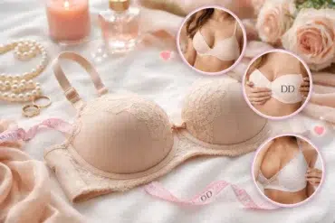 double d bra size fit guide showing band measurement bust measurement and sister size examples