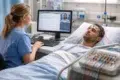 EEG Tech in hospitals monitoring brain activity with EEG electrodes for diagnosis and ICU care