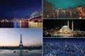 Iconic cityscapes of Sydney, Venice, Istanbul, Paris and Tokyo at night, highlighting global destinations known for immersive dining experiences.