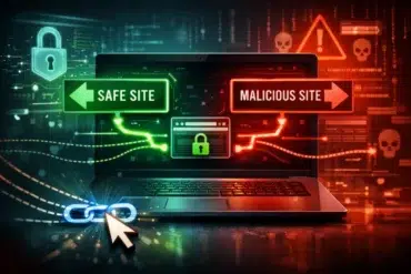 Link Asiktoto redirect chain example showing safe vs suspicious destinations