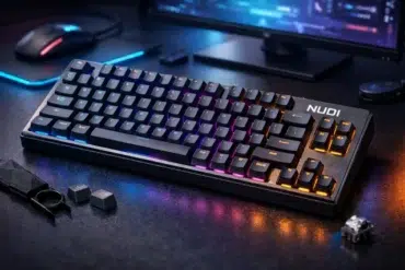 Nudi Keyboard ergonomic design with modern key layout on desk setup
