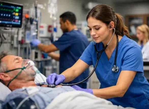nurse tech emergency department taking vital signs in an ER room