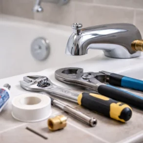 Tub Spout installation showing tools needed, slip-fit and threaded mounting steps, and pro tips for a flush, leak-free finish.