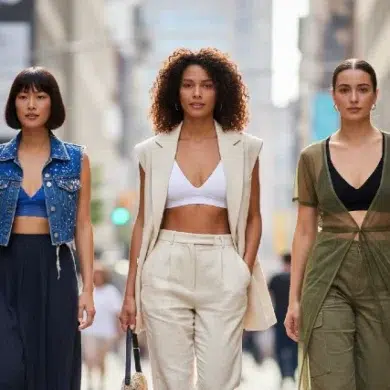 bra and vest outfit with tailored vest layered over supportive bra top for a modern fashion and function look