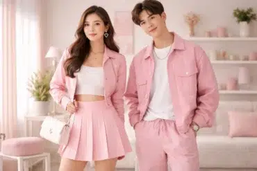 Filano Pink outfit ideas for men and women with navy, denim, charcoal, and chocolate pairings