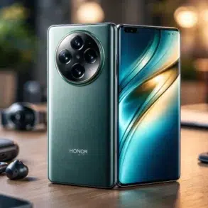 geekzilla.tech honor magic 5 pro smartphone showing curved display and camera module in a premium flagship setting