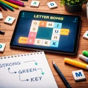 Letter Boxed Answers strategy guide showing letter box sides, word chaining, and smart solving tips without spoilers