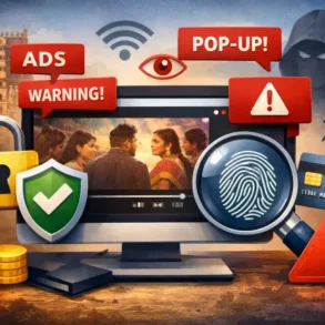 TamilDhool.Tech safety check showing popup ads, privacy risks, and security tips