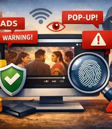 TamilDhool.Tech safety check showing popup ads, privacy risks, and security tips