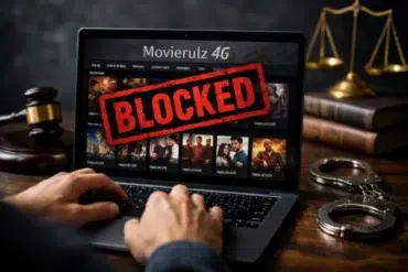 4g Movierulz blocked site message on mobile browser showing access restricted warning.