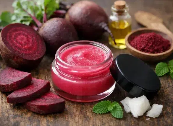 Beetroot Lip Balm applied for naturally pink lips Article Category: Health & Fitness