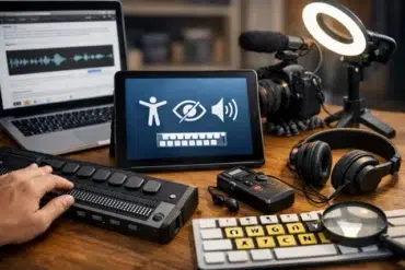 Bumpdots.com tactile bump dots used to label creator tools for an accessible workflow