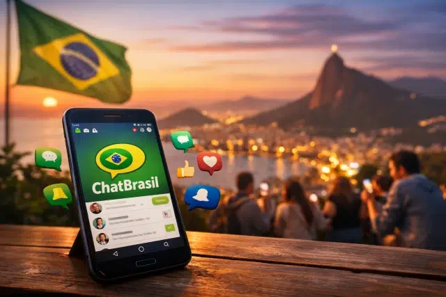 ChatBrasil online social hub interface for Brazilian users chatting in real time