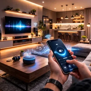 Cloud Connected Audio system integrated in modern smart home living room