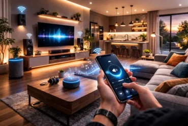Cloud Connected Audio system integrated in modern smart home living room