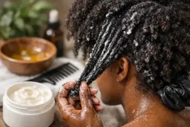 Deep Conditioner 4B Hair mask applied in sections for moisture and definition