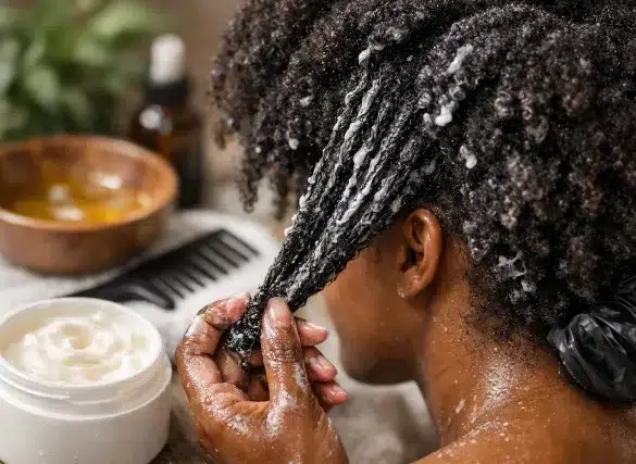 Deep Conditioner 4B Hair mask applied in sections for moisture and definition