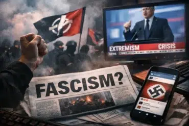 Fascisterne in modern media shown across headlines, social posts, and memes
