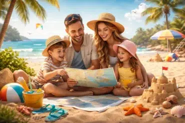 Flor Beach family trip plan with kid-friendly activities, packing checklist, and ocean safety tips