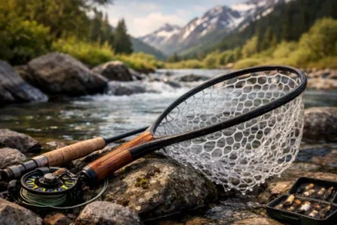 Best Fly Fishing Net in 2026 with rubber mesh and wooden frame for trout fishing