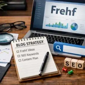 Blogger researching Frehf keyword trends and content angles on Google Trends