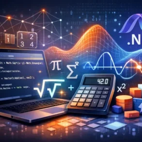 GN-Math.dev guide showing fast .NET math with SIMD, generic math, and benchmarking best practices.