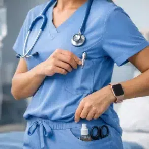 Healing Hands Scrubs for long shifts with breathable stretch fabric and functional pockets for nurse comfort