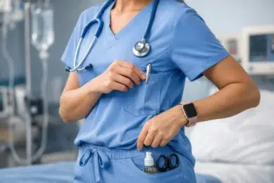 Healing Hands Scrubs for long shifts with breathable stretch fabric and functional pockets for nurse comfort