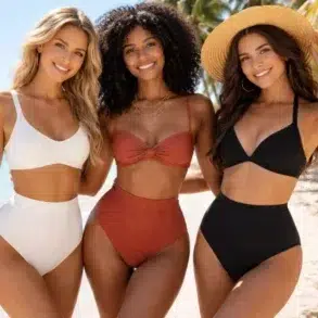 High Waisted Bikini with supportive high-rise waistband and flattering fit at the beach