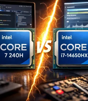 Intel Core 7 240h Vs I7-14650hx comparison chart for .NET builds and multitasking