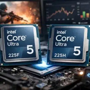 Intel Core Ultra 5 225f Vs 225h gaming benchmark and power efficiency comparison chart
