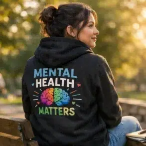 Mental Health Matters Hoodie worn for comfort and daily confidence