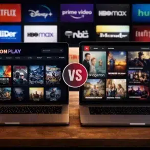 Onionplay Net vs other streaming sites comparison interface on laptop screen