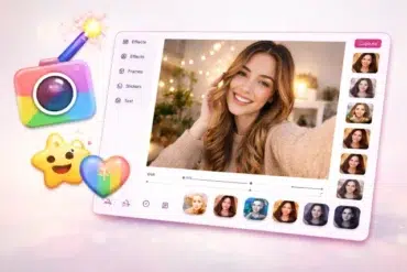 Pixect Camera online webcam photo editor interface with live filters