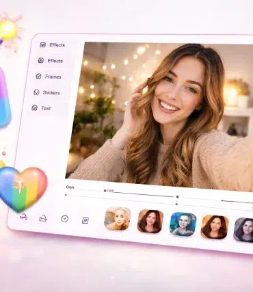 Pixect Camera online webcam photo editor interface with live filters